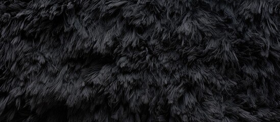Fototapeta premium A closeup of black fur texture resembling grass or wood pattern. The detailed font looks similar to soil or automotive tire, with hints of metal shine