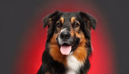 Contrast Canine: Isolated Dog Against Red and Black with White Background - obrazy, fototapety, plakaty