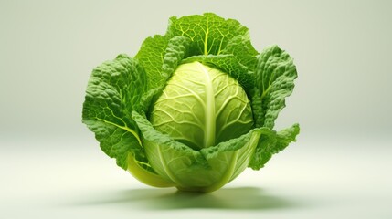 Obraz premium Cabbage on a white background. A whole, large head of cabbage. Fresh harvest, the concept of healthy eating and vegetarianism.