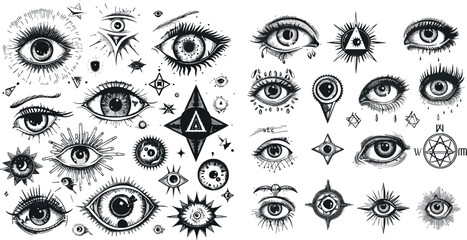 Evil doodle eye.Amulet talisman, various luck souvenir - obrazy, fototapety, plakaty