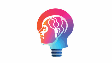 Cybonixxa Icon of man's head and bulb. Concept of idea discover