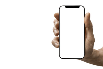 a phone  in a hand on a transparent background in PNG format - obrazy, fototapety, plakaty