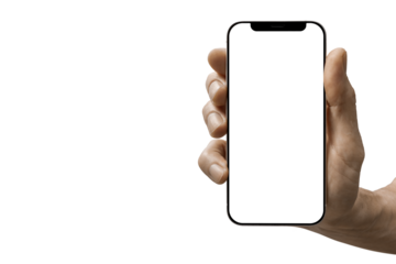 a phone  in a hand on a transparent background in PNG format