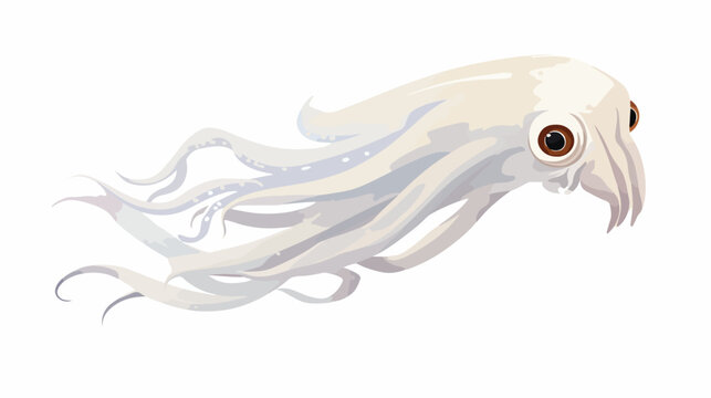 Cybonixxa image of a white squid on a white background. Flat vector