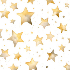 Watercolor illustration stars yellow and gold on a white and transparent background transparent, Generative ai