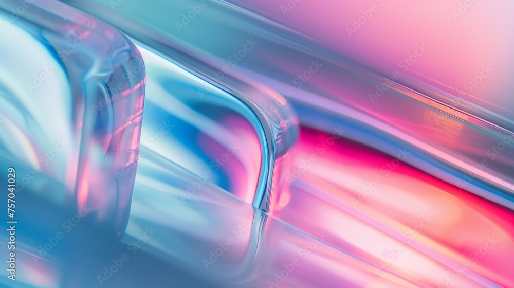 Poster vibrant, thick glass texture with dynamic light refractions creating an abstract background suitable