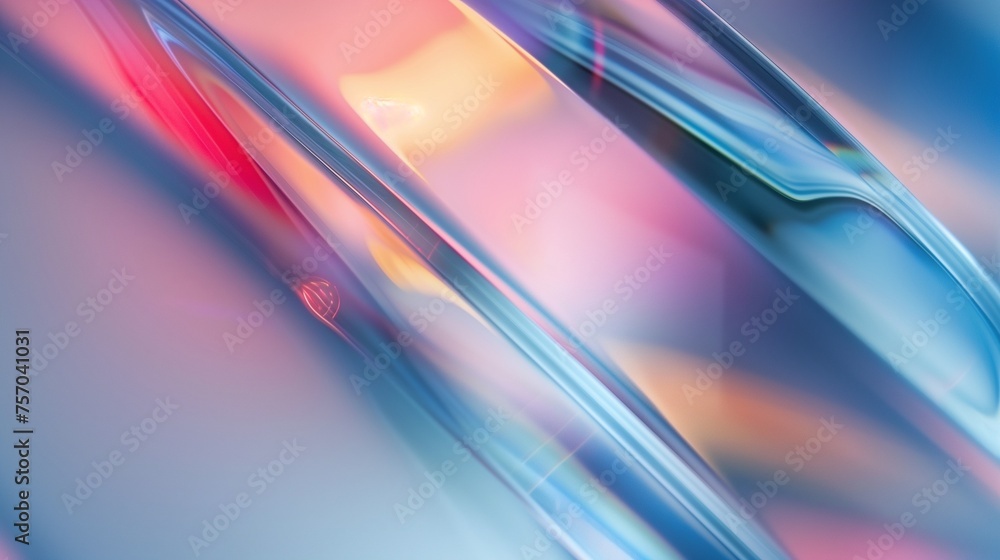 Poster vibrant, thick glass texture with dynamic light refractions creating an abstract background suitable