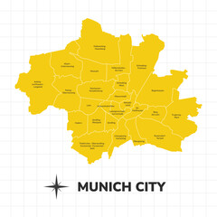 Fototapeta premium Munich City map illustration. Map of the city in Germany