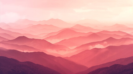 illustration Beautiful Mountain Overlap Pink Tone