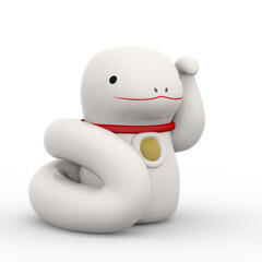 招き巳の3Dイラスト