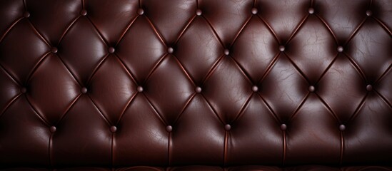 A close up of a violet leather couch with a symmetrical pattern of buttons. The contrast of the electric blue buttons against the darkness gives a striking look, perfect for macro photography