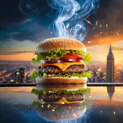 hamburger in the city