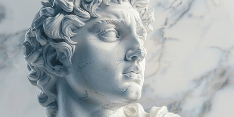 Stylish Greek God Bust Graphic 3D Image. - obrazy, fototapety, plakaty