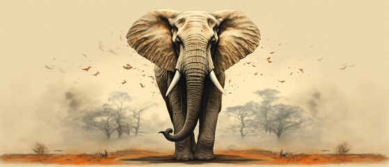 Elephant illustration  - obrazy, fototapety, plakaty