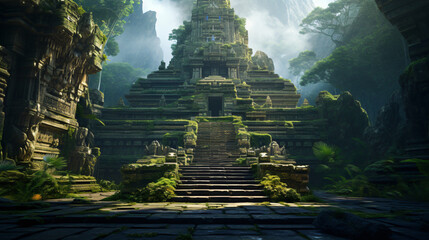An ancient temple in a jungle