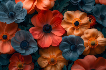 Close-Up of Vibrant Multicolored Flowers