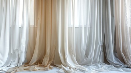 White curtains hanging from a wall