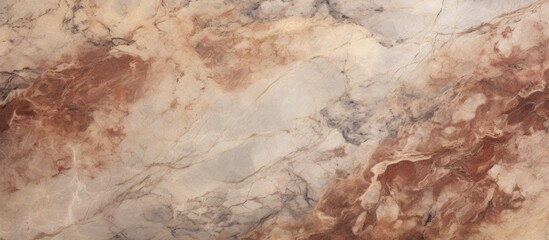 A detailed shot showcasing the intricate patterns of brown and beige marble, resembling a landscape of soil and bedrock with water flowing through it