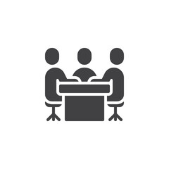 Group of people sitting at table vector icon - 757046260