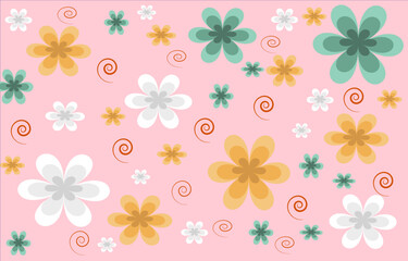Seamless pattern flower color full on pink pastel backgrounds vector illustration