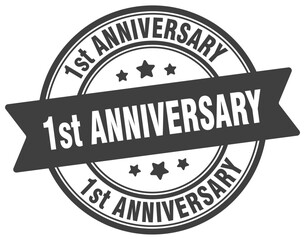 Fototapeta premium 1st anniversary stamp. 1st anniversary label on transparent background. round sign