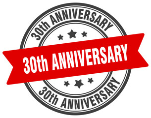 30th anniversary stamp. 30th anniversary label on transparent background. round sign