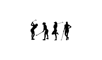 Fototapeta na wymiar set silhouettes golf women, sport women silhouette, golf women silhouette, golf women silhouette set, playing, ball, art, people,