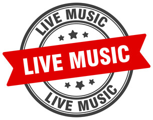 live music stamp. live music label on transparent background. round sign