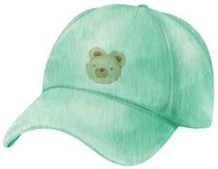 Cute Green Cap watercolor illustration for fashion Decorative Element