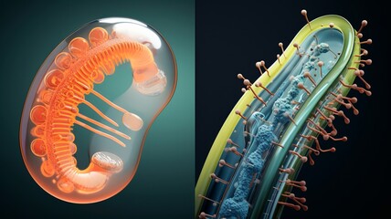 Microbiology evolving into futuristic shapes and forms