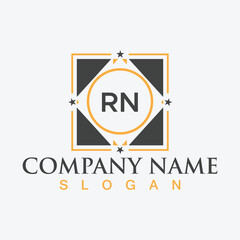 Creative letter RN unique logo design template for company