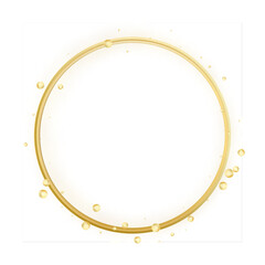 Gold thin round glitter frame. Golden luxury metallic border