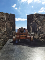 a vertical shot of a beautiful view of the fortress of santa cruz, la palma island