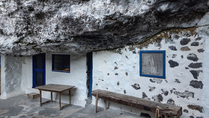 cave house, rocky coast on Camino del Poris, Pirate's Cove, Tijarafe, La Palma, Canary Islands, Spain