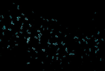 Dark blue vector background with gender symbols.