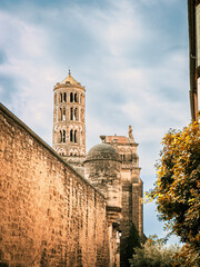 Naklejka premium Street view of old village Uzes in France