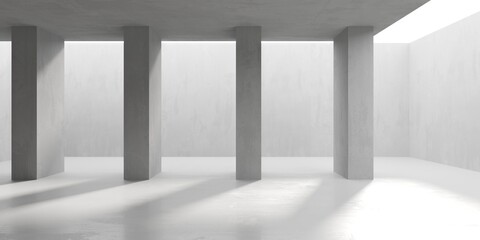 Abstract empty concrete interior. Minimalistic dark room design template