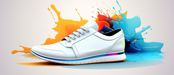 Fashionable stylish sports casual shoes  - obrazy, fototapety, plakaty