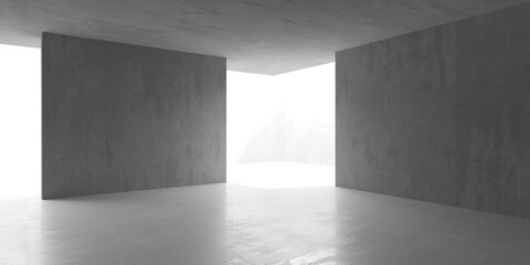 Grungy room with concrete walls. Old stone interior