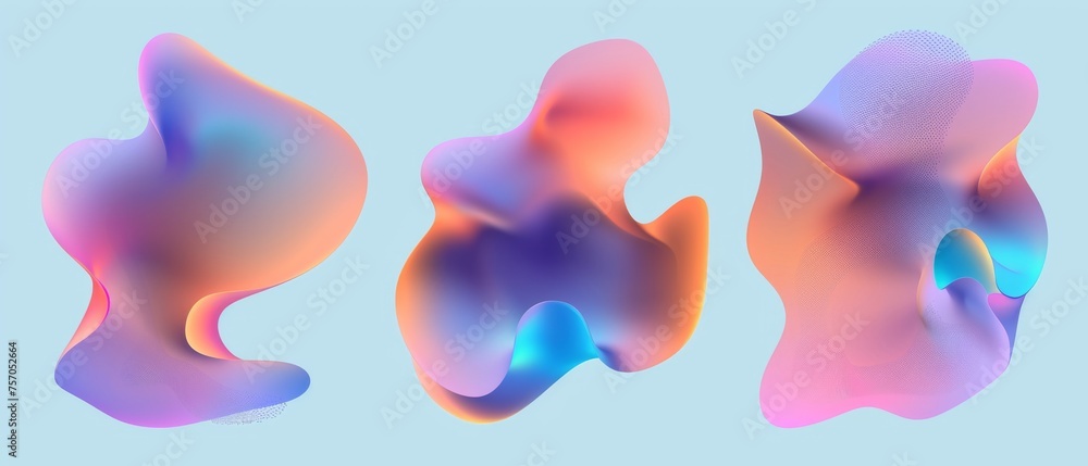 Poster a blurry abstract shape with a gradient fluid color. modern illustration set of soft mesh meshes for
