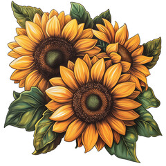 Sunflower illustration isolated on transparent