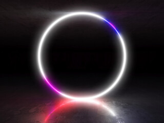 Neon and neon beams in the dark room