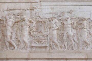 Bas Relief Detail Depicting a Procession at the Vittoriano War Memorial in Rome, Italy