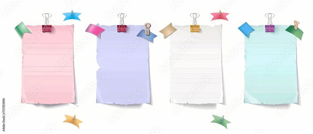 Poster a set of bulletin notice frames with realistic modern illustrations. a set of white and colorful not