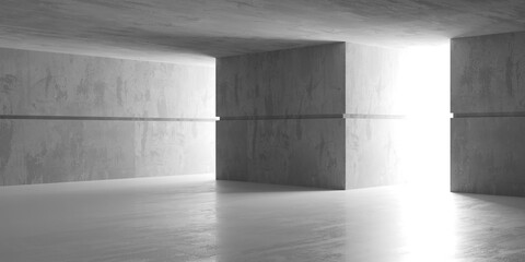 Abstract empty concrete interior. Minimalistic dark room design template