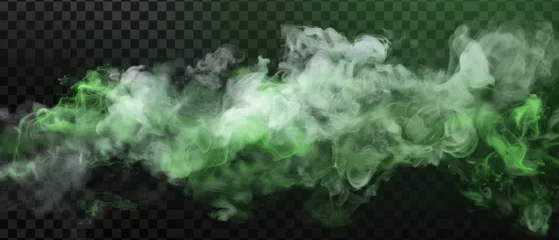 Foto op Canvas Green toxic smoke cloud overlayed on a transparent background. Haze of mystical atmospheric steam or condensation. Modern illustration of toxic vapor on a floor. © Mark