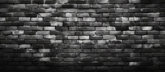 A monochromatic image showcasing a brick wall with shades of brown and grey. The rectangular bricks create a beautiful pattern with symmetry