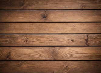 Obraz premium A close-up image showcasing the rich, warm tones of a wooden plank surface with distinctive wood grain patterns, knots, and textures.
