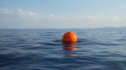 Floating buoys inform sailors  swimmers about dangerou - obrazy, fototapety, plakaty
