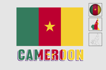 Flag map of Cameroon vector illustration